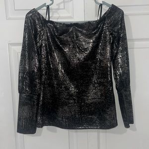 black and silver, long-sleeved top